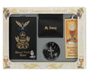 6-piece Blessed Trinity First Communion Gift Set for boys (black) and girls (white), featuring Deluxe Missal-Prayer Book, rosary, rosary case, scapular, bookmark, and pin.