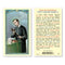 Laminated holy card featuring artwork of Saint Gerard Majella, with the Prayer for a Safe Delivery on the back, measuring 2.5" x 4.5", made in Italy.