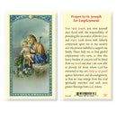 Laminated holy card featuring artwork of Saint Joseph by Fratelli Bonella, with the Prayer to Saint Joseph for Employment on the back, measuring 2.5" x 4.5", made in Italy.