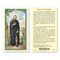 Laminated holy card featuring artwork of Saint Peregrine by Fratelli Bonella, with the Prayer to Saint Peregrine on the back, measuring 2.5" x 4.5", made in Italy.