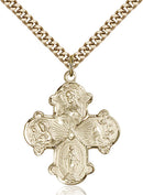 Four-Way Medal - Gold Filled Medal & Gold Plated Chain 0042GF/24G