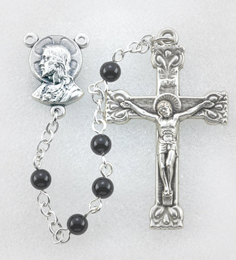 Handcrafted Genuine Onyx First Communion Rosary