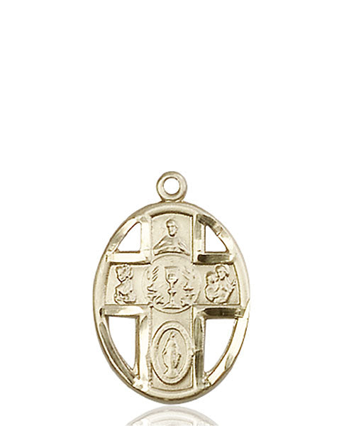 First Communion Five-Way Medal - 14 Karat Gold