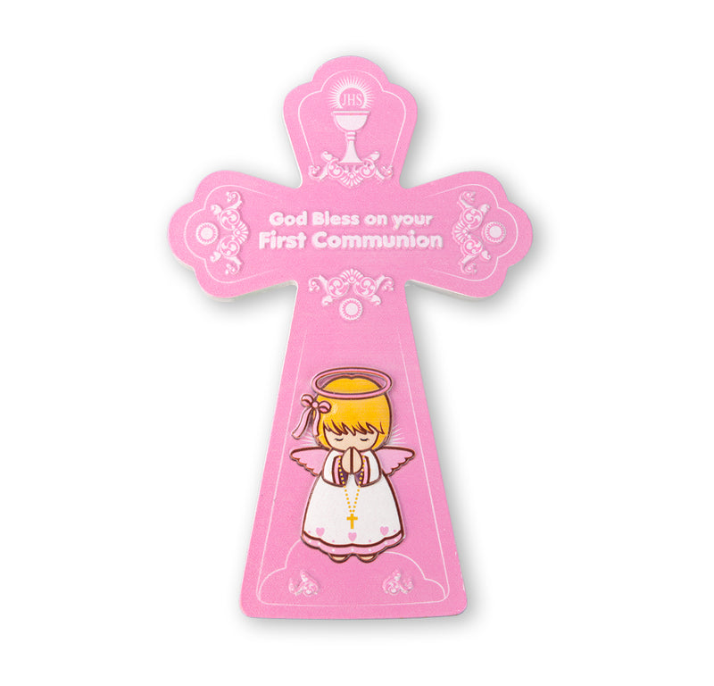 Resin Communion Cross with Blessing (Girls)