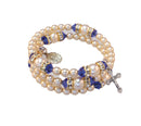 Birthstone Pearl and Rondelle Spiral Rosary Bracelet - Zircon - December