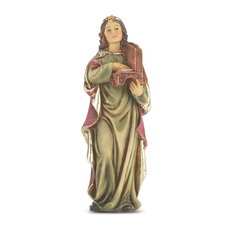 4" St. Cecilia Statue with Gold Accents