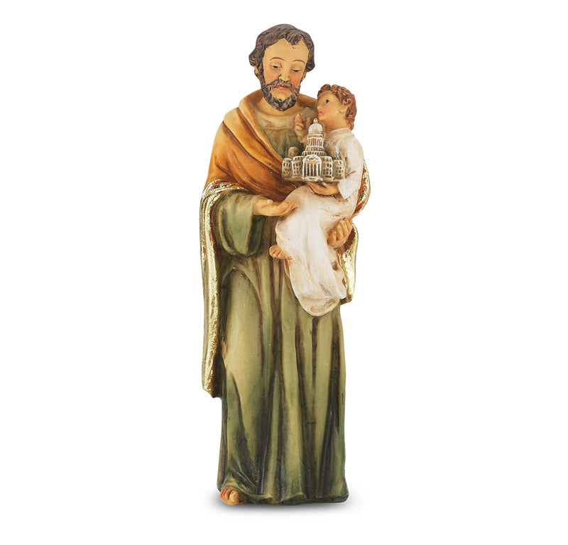 4" St. Joseph Statue with Gold Accents
