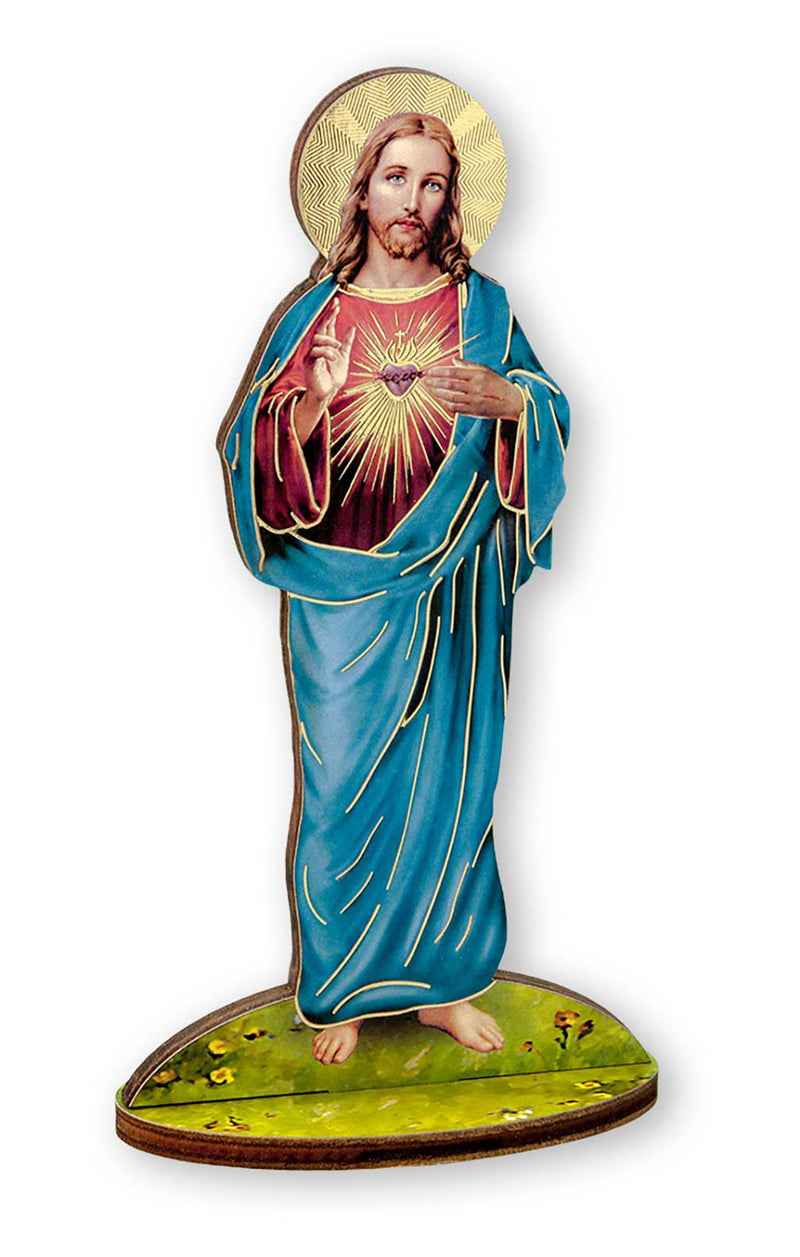 Sacred Heart of Jesus 6" Gold Foil Laser Cut Wooden Statue