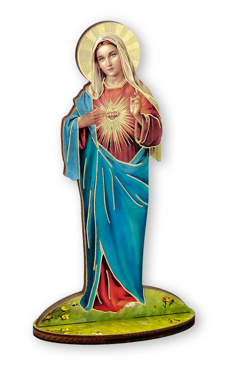 Immaculate Heart of Mary 6" Gold Foil Laser Cut Wooden Statue