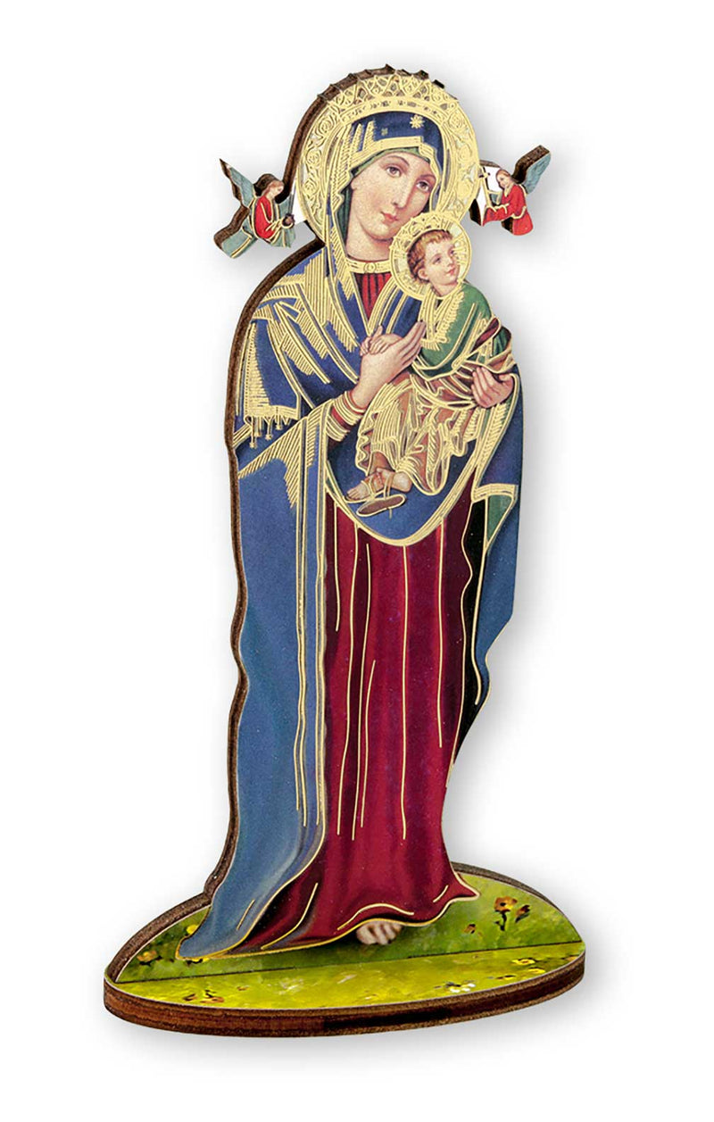 Our Lady of Perpetual Help 6" Gold Foil Laser Cut Wooden Statue