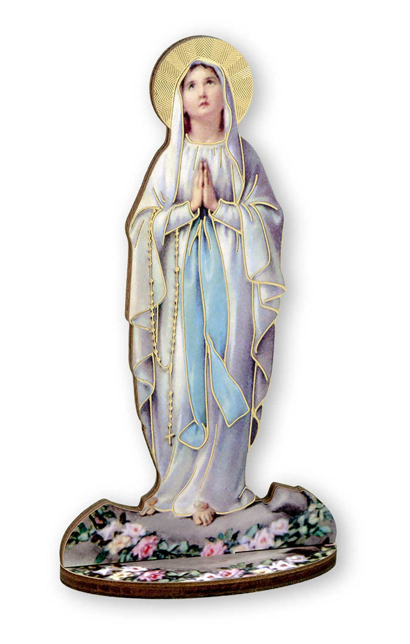 Our Lady of Lourdes 6" Gold Foil Laser Cut Wooden Statue