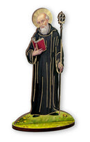 St. Benedict 6" Gold Foil Laser Cut Wooden Statue