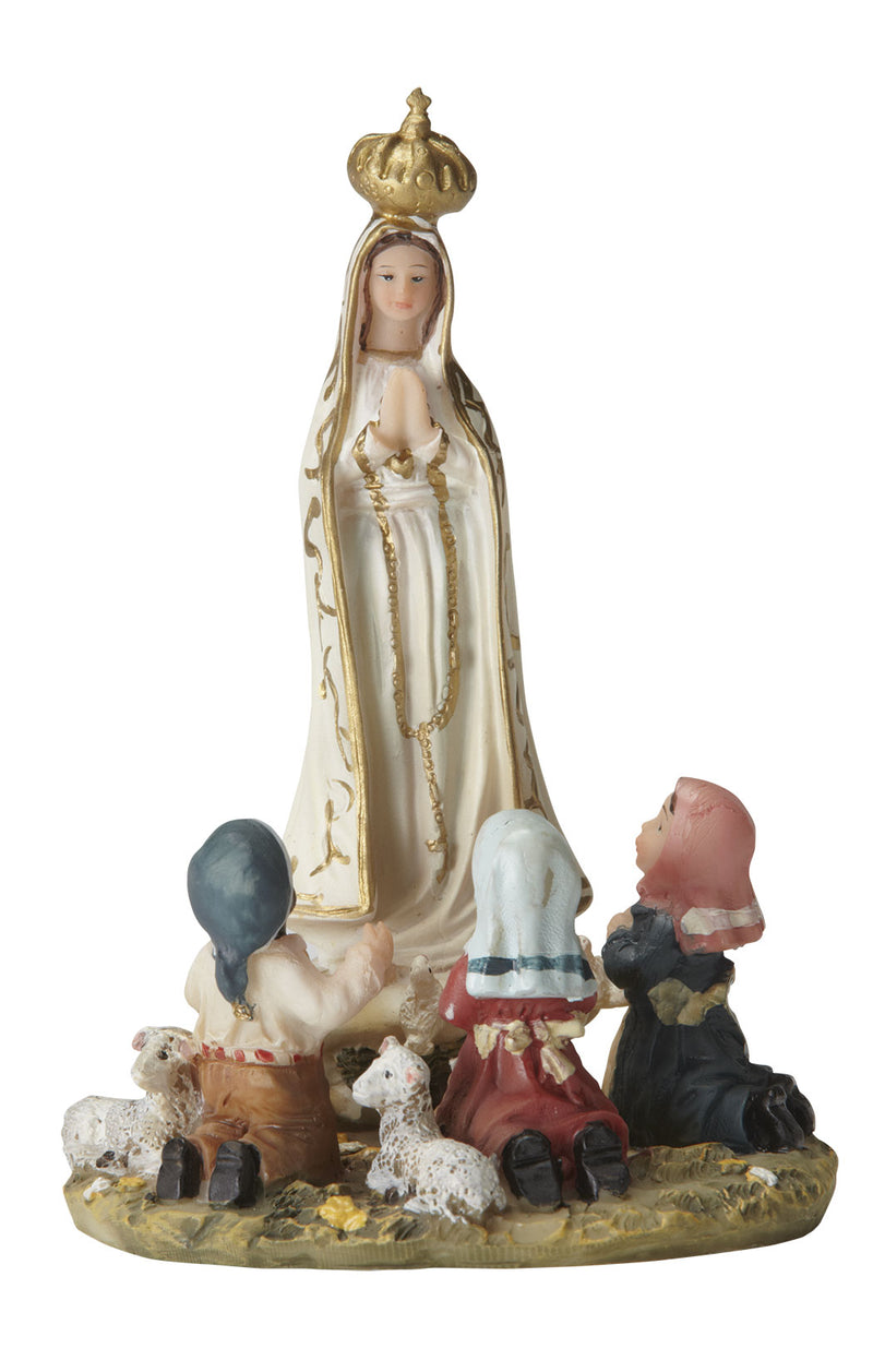 Our Lady of Fatima with Children Statue - Color - 5.5"