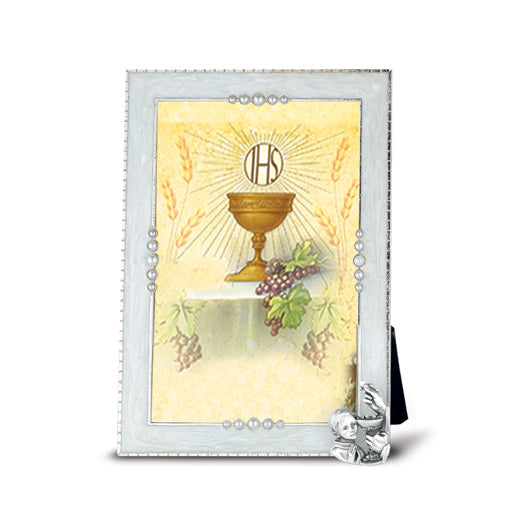 4" x 6" Silver Plated Communion Photo Pearlized Frame (Boys)