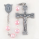 Handcrafted Pink Genuine Fresh Water Pearl First Communion Rosary