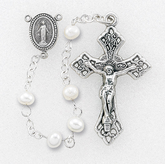 Handcrafted Genuine Freshwater Pearl First Communion Rosary