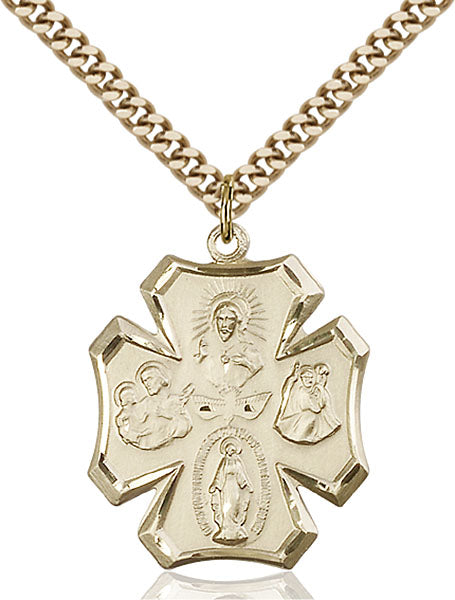 Five-Way Medal - Gold Filled Medal & Gold Plated Chain