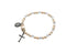 Birthstone Pearl and Rondelle One Decade Stretch Bracelet - Crystal - April