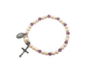Birthstone Pearl and Rondelle One Decade Stretch Bracelet - Light Amethyst - June