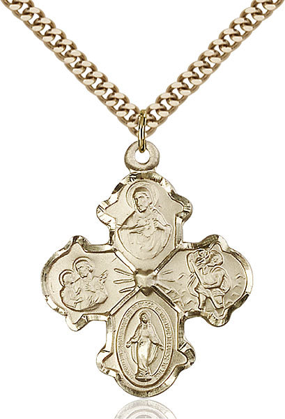 Four-Way Medal - Gold Filled Medal & Gold Plated Chain