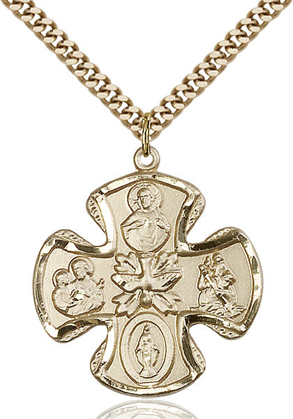 Five-Way Medal - Gold Filled Medal & Gold Plated Chain 5444GF/24G