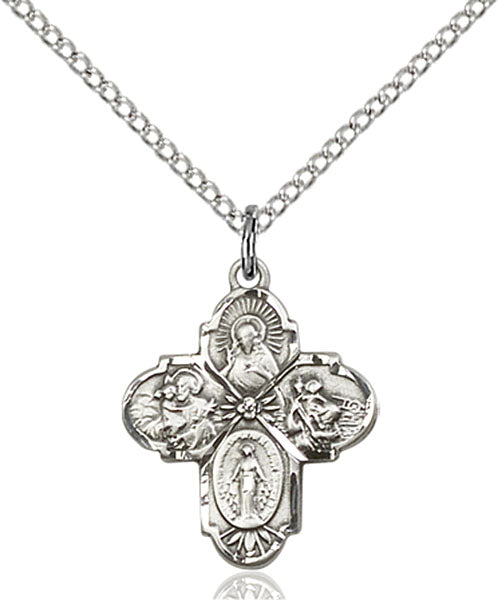 Four-Way Medal - Sterling Silver Medal & Chain 5449SS/18SS