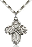 Four-Way Medal - Sterling Silver Medal & Rhodium Chain
