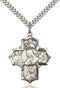 St. Philomena Special Devotion Five-Way Medal - Sterling Silver Medal & Rhodium Chain