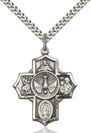 Five-Way Medal - Sterling Silver Medal & Rhodium Chain 5690SS/24S