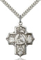 Our Lady of Mt. Carmel Special Devotion Five-Way Medal - Sterling Silver Medal & Rhodium Chain