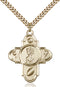 St. Christopher Sports Five-Way Medal - Gold Filled Medal & Gold Plated Chain