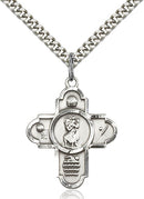 St. Christopher Sports Five-Way Medal - Sterling Silver Medal & Rhodium Chain