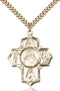 Scapular Special Devotion Five-Way Medal - Gold Filled Medal & Gold Plated Chain