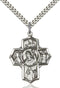 Irish Special Devotion Five-Way Medal - Sterling Silver Medal & Rhodium Chain