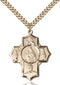 Carmelite Special Devotion Five-Way Medal - Gold Filled Medal & Gold Plated Chain
