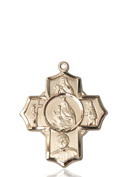 Carmelite Special Devotion Five-Way Medal - 14 Karat Gold