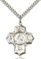 Carmelite Special Devotion Five-Way Medal - Sterling Silver Medal & Rhodium Chain