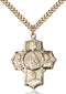 Polish Special Devotion Five-Way Medal - Gold Filled Medal & Gold Plated Chain
