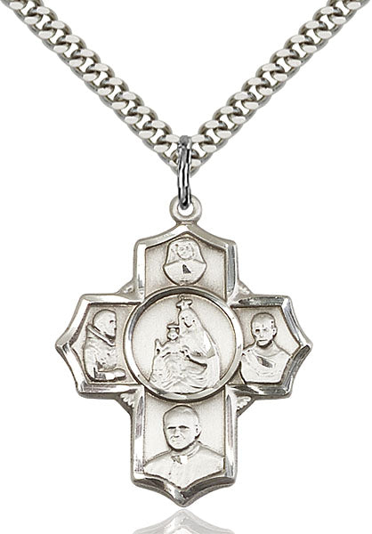 Polish Special Devotion Five-Way Medal - Sterling Silver Medal & Rhodium Chain
