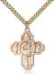 Track & Field Five-Way Medal - Gold Filled Medal & Gold Plated Chain