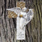 Angel on Cross with Gold Heart for the Garden