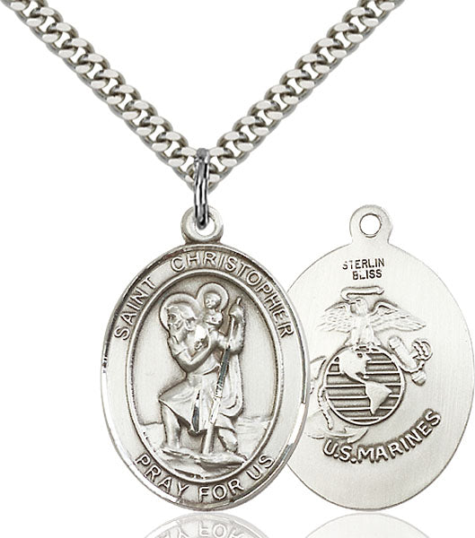 St. Christopher U.S. Marines Sterling Silver Medal