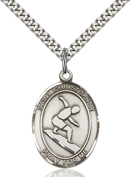 St. Christopher Surfing Sterling Silver Medal