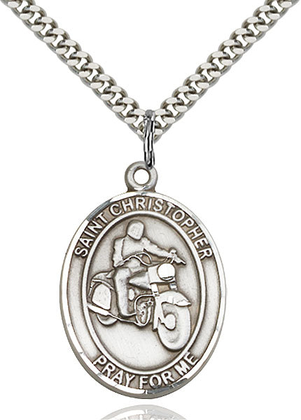St. Christopher Motorcycle Sterling Silver Medal