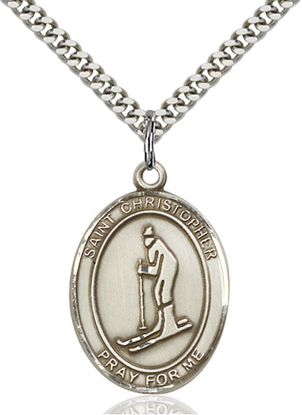 St. Christopher Skiing Sterling Silver Medal