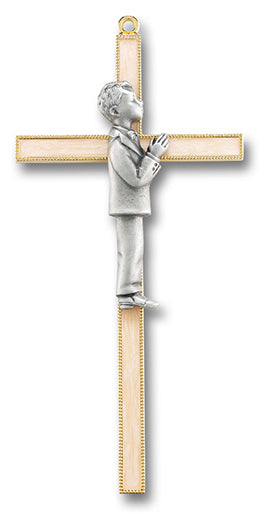 7" First Communion Gold and Pewter Cross (Boys)