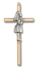 7" First Communion Gold and Pewter Cross (Girls)