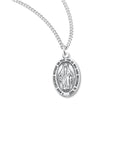 Sterling Silver Miraculous Medal Pendant on an 18" Genuine Rhodium Plated Chain