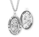 Sterling Silver St. Christopher Sports Medal with Genuine Rhodium Plated 24" Chain - Football