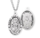 Sterling Silver St. Christopher Sports Medal with Genuine Rhodium Plated 24" Chain - Track